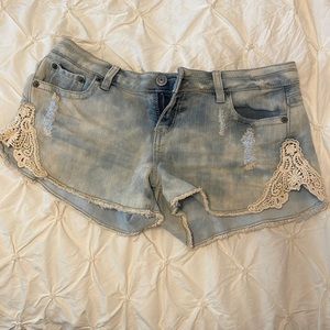 Embroidered jean shorts